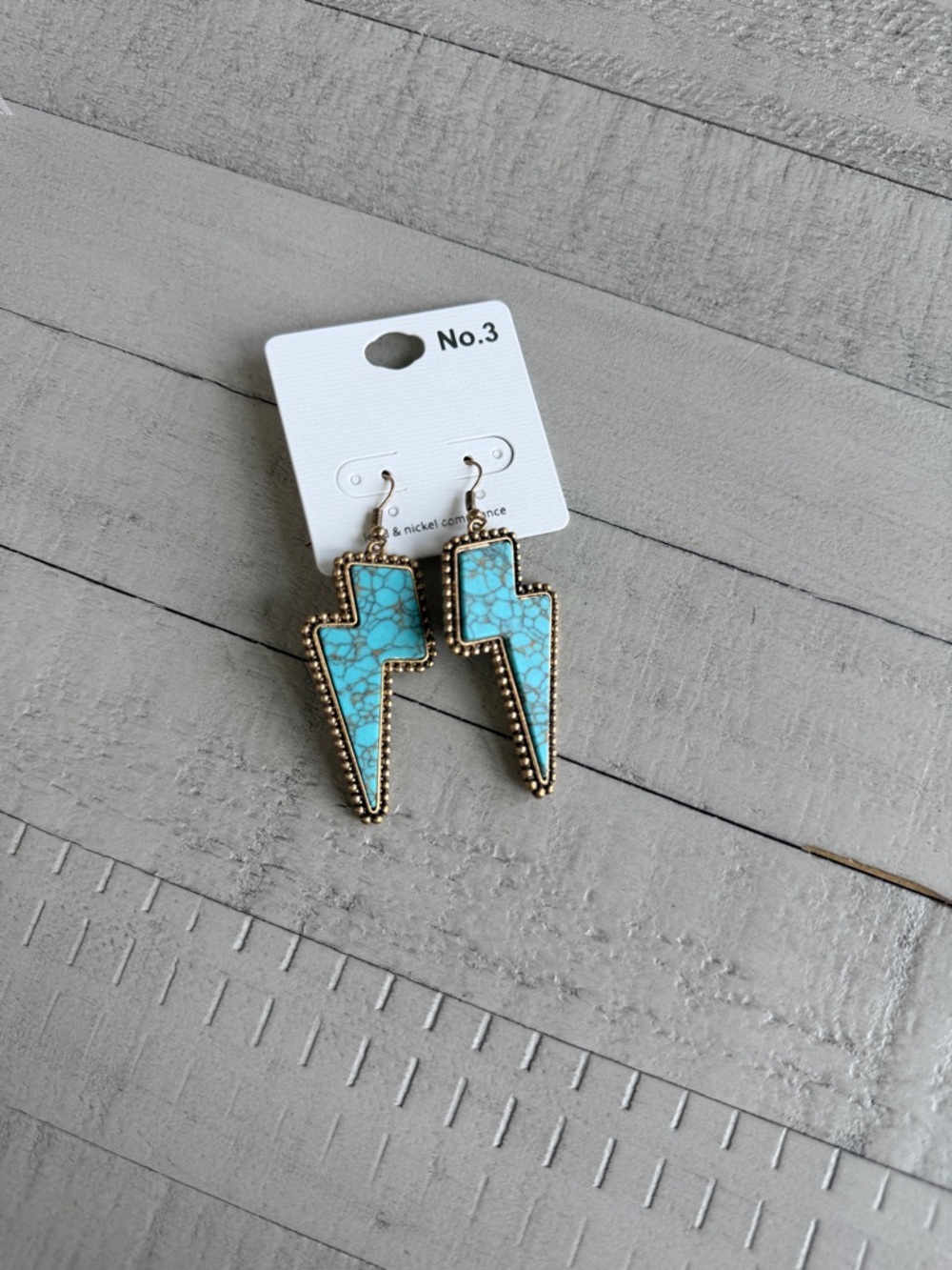Western Fashion Turquoise Lightning Bolt Statement Earrings